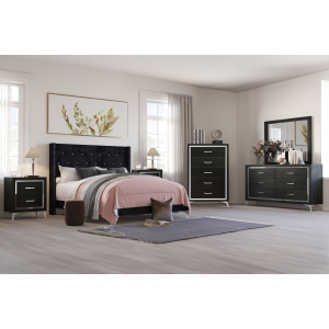 Huxley - 6/0 Western King 6 Piece Bedroom Set (Bed, Dresser, Mirror, Chest, 2 Nightstands) - Black