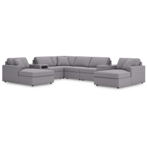 Modmax - 8-Piece Double Chaise Sectional With Audio And Storage Consoles - Granite