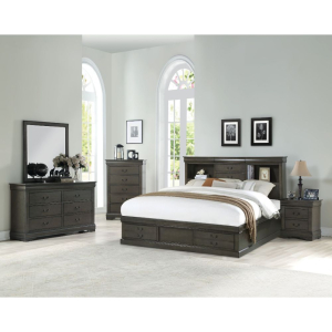 Louis Philippe III - Queen Bed With Storage - Dark Gray
