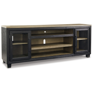 Foyland - XL TV Stand w/Fireplace Option - Black / Brown