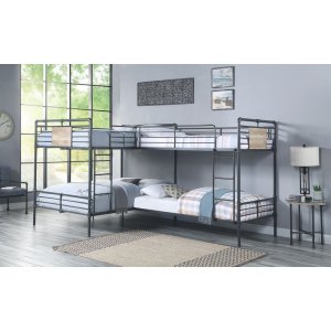 Cordelia - Double Twin & Double Full Bunk Bed - Sandy Black, Dark Bronze Hand-Brushed