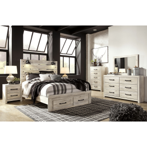 Cambeck - 6 Pc. - Dresser, Mirror, Chest, Queen Panel Bed with 2 Storage Drawers - Whitewash