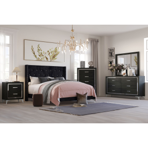 Huxley - 5/0 Queen 5 Piece Bedroom Set (Bed, Dresser, Mirror, Chest, Nightstand) - Black