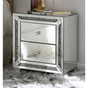 Noralie - 22## X 14## Accent Table With Faux Diamonds - Mirrored