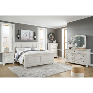 Robbinsdale - 7 Pc. - Dresser, Mirror, King Panel Bed, 2 Nightstands - Antique White