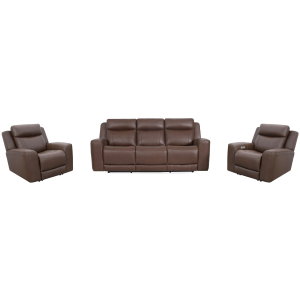 Calgary - Power Reclining Sofa And 2 Recliners - Autumn Umber