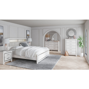 Altyra - 8 Pc. - Dresser, Mirror, Chest, Queen Panel Bookcase Bed, 2 Nightstands - White