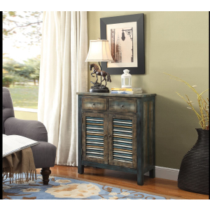 Glancio - Console Cabinet - Antique Oak & Teal