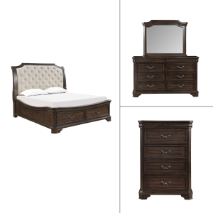 Lyndhurst - 6/0 Western King 4 Piece Bedroom Set (Bed, Dresser, Mirror, Chest) - Walnut