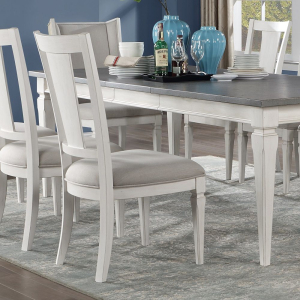 Katia - Side Chair (Set of 2) - Light Gray Linen & Weathered White