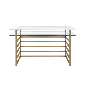 Shona - Writing Desk - Clear Glass Top & Antique Gold