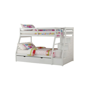 Jason - Twin Over Full Bunk Bed With Trundle & Storage - White