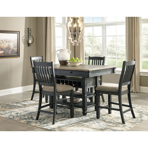 Tyler Creek - 5 Pc. - Counter Table, 4 Barstools - Dark Gray