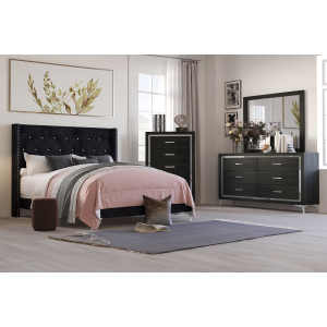 Huxley - 6/0 Western King 4 Piece Bedroom Set (Bed, Dresser, Mirror, Chest) - Black
