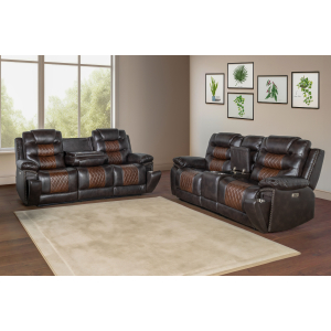 Nikko - P1 2 Piece Sofa & Loveseat Power Footrest - Brown
