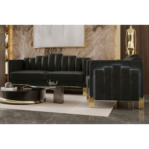Empire - 2 Piece Manual Sofa & Loveseat - Black