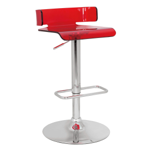 Rania - Adjustable Stool With Swivel - Red & Chrome