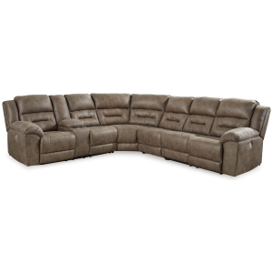 Ravenel - 4-Piece Power Reclining Sectional With Laf Power Reclining Loveseat With Console - Fossil