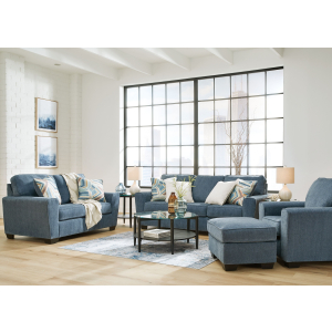 Cashton - 4 Pc. - Sofa, Loveseat, Chair, Ottoman - Blue