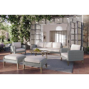 Carezza - 6 Piece Set (Sofa & 2 Chairs & 2 Stools & Coffee Table) - Gray