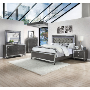 Refino - King 5 Piece Bedroom Set - Gunmetal
