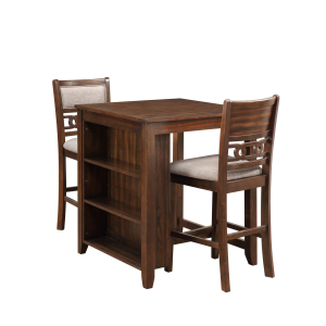 Gia - Counter Table With 2 Chairs & Storage Shelf - Cherry