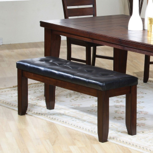 Urbana - 48## Bench - Black Synthetic Leather & Cherry