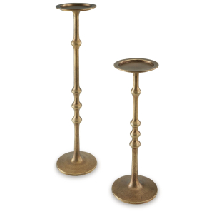 Larwick - Candle Holder Set (Set of 2) - Antique Brass Finish