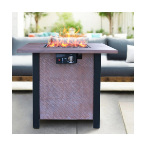Outdoor Patio Propane Gas Fire Pit Table Dark Pink
