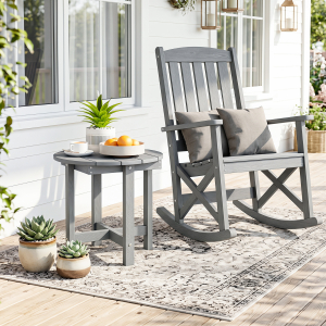 HIPS Adirondack Side Table with Weather-Resistant and Waterproof Top-Gray