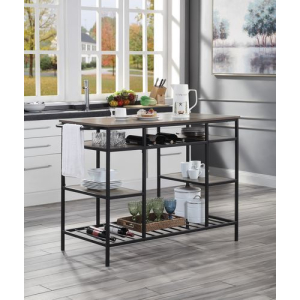 Lona - Kitchen Island - Rustic Oak & Black Finish