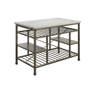 Lanzo - Kitchen Island - Marble & Antique Pewter