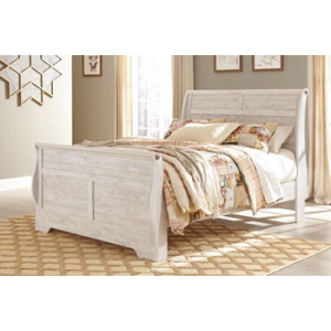 Willowton - Whitewash - Queen Sleigh Rails