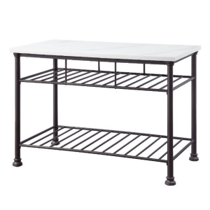 Freyja - Kitchen Island - White Cultured Marble & Gray Finish