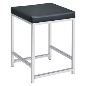 Afshan - Upholstered Square Padded Vanity Stool - Chrome
