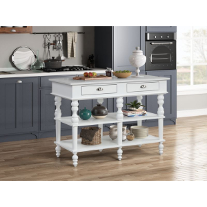 Rorratt - Kitchen Island - Marble & White Finish