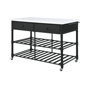 Emery - Kitchen Island - White Cultured Marble & Gray Finish