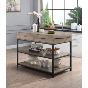Macaria - Kitchen Island - Rustic Oak & Black Finish - 36-