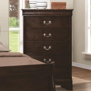 Louis Philippe 202 5 Drawer Chest with Silver Bails