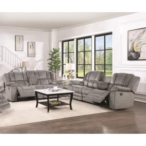 PEARCE 2PC RECLINING SOFA & CONSOLE LOVESEAT W/DROP DOWN TABLE GREY