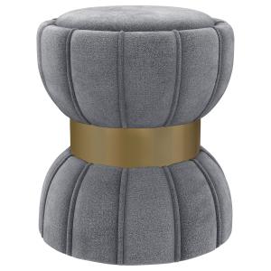 Sora - Round Upholstered Ottoman - Gray