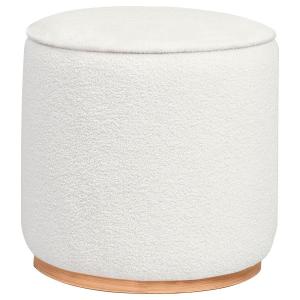 Zena - Faux Sheepskin Upholstered Round Ottoman - Ivory