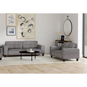 Deerhurst 2-piece Upholstered Track Arm Sofa Set Charcoal