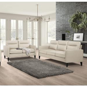Jonah 2-piece Upholstered Track Arm Sofa Set Ivory
