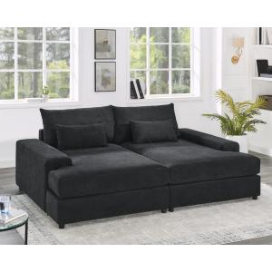 JAYLEE OVERSIZED DOUBLE CHAISE SLEEPER SOFA BLACK
