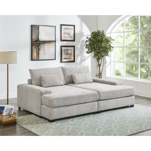 JAYLEE OVERSIZED DOUBLE CHAISE SLEEPER SOFA LIGHT GRAY