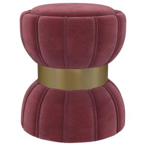 Sora - Round Upholstered Ottoman - Berry