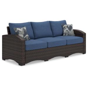 Windglow - Blue / Brown - Sofa With Cushion