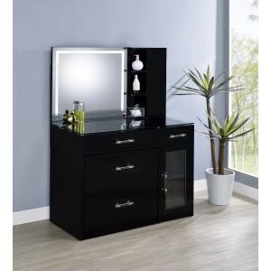 FLORA VANITY SET W/LED & STOOL BLACK