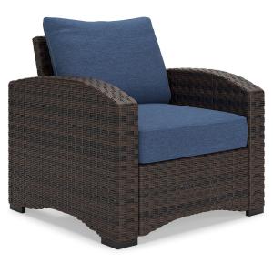 Windglow - Blue / Brown - Lounge Chair With Cushion